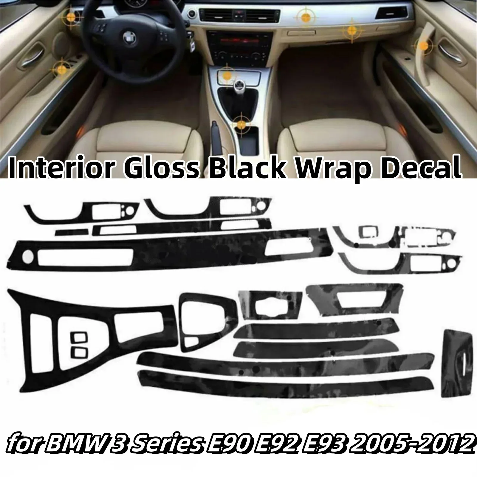 Stickers For BMW 3 Series E90 2005-2012 Gloss Black Interior Glossy Wrap Trim Decal Anti-Scratch Center Console Sticker Kit
Stickers For BMW 3 Series E90 2005-2012 Gloss Black Interior Glossy Wrap Trim Decal Anti-Scratch Center Console Sticker Kit