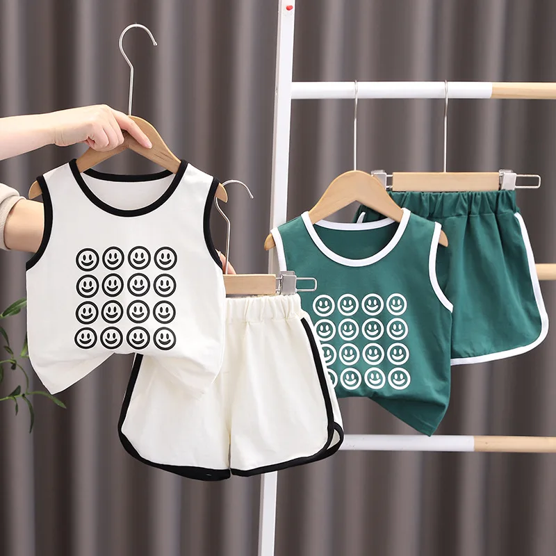 Summer Children's Clothing Set Cotton Casual Boys and Girls Sleeveless T-shirt+Shorts 2-Piece Suit Children's Clothing 0-4Y
Summer Children's Clothing Set Cotton Casual Boys and Girls Sleeveless T-shirt+Shorts 2-Piece Suit Children's Clothing 0-4Y