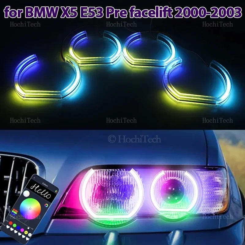 For BMW X5 E53 Pre-facelift 2000-2003 Playable Multi Colors DTM style Light LED Angel Eyes Rings Kit with APP control DRL
For BMW X5 E53 Pre-facelift 2000-2003 Playable Multi Colors DTM style Light LED Angel Eyes Rings Kit with APP control DRL