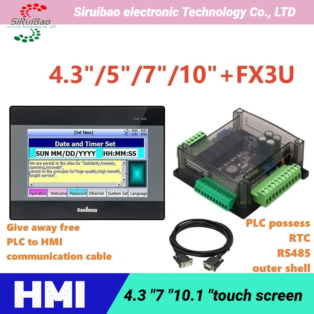 plc programming kit hmi 7 inch HMI touch screen 4.3 "/5" /7 "/10" combo set with FX3U-14M/24M/30M/32M/48M/56M-6AD2DA
plc programming kit hmi 7 inch HMI touch screen 4.3 "/5" /7 "/10" combo set with FX3U-14M/24M/30M/32M/48M/56M-6AD2DA