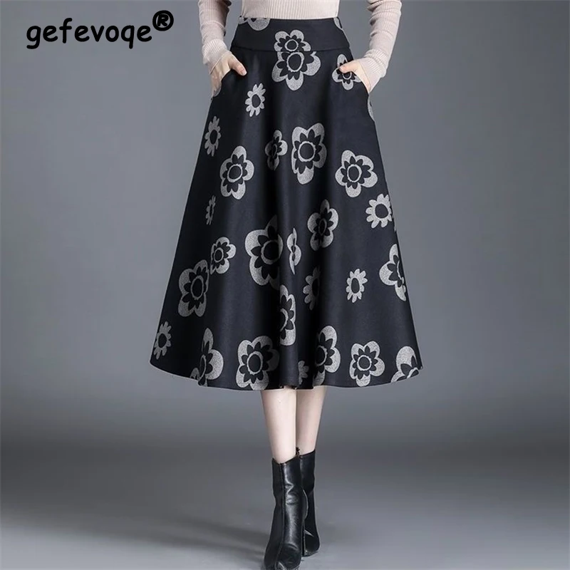 Women Korean Fashion Vintage Floral Printed Elegant Pleated Midi Skirts Autumn Winter Female High Waist Large Swing A Line Skirt
Women Korean Fashion Vintage Floral Printed Elegant Pleated Midi Skirts Autumn Winter Female High Waist Large Swing A Line Skirt