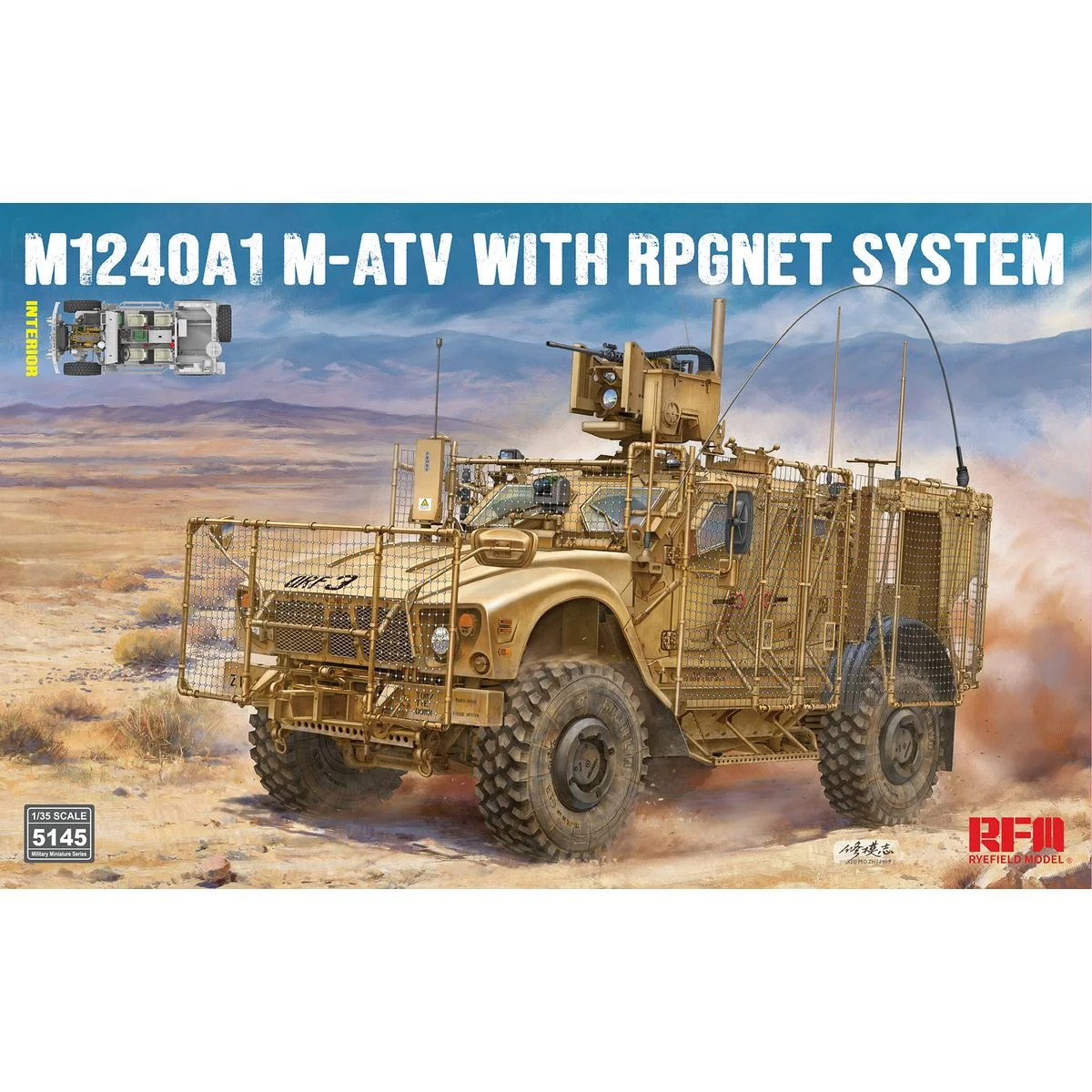 Ryefield model tank assembly model kit RM-5145 MRAP All Terrain Vehicle M1240A1 M-ATV with RPGNET System(with interior ) 1/35 
Ryefield model tank assembly model kit RM-5145 MRAP All Terrain Vehicle M1240A1 M-ATV with RPGNET System(with interior ) 1/35