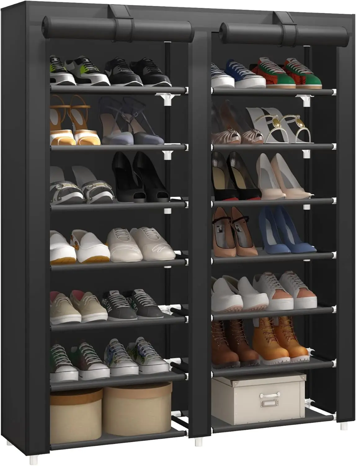 7-Tier Shoe Storage Organizer with Dustproof Cover - Closet Cabinet Shelf Holds up to 28 Pairs - For Doorway, Corridor,
7-Tier Shoe Storage Organizer with Dustproof Cover - Closet Cabinet Shelf Holds up to 28 Pairs - For Doorway, Corridor,