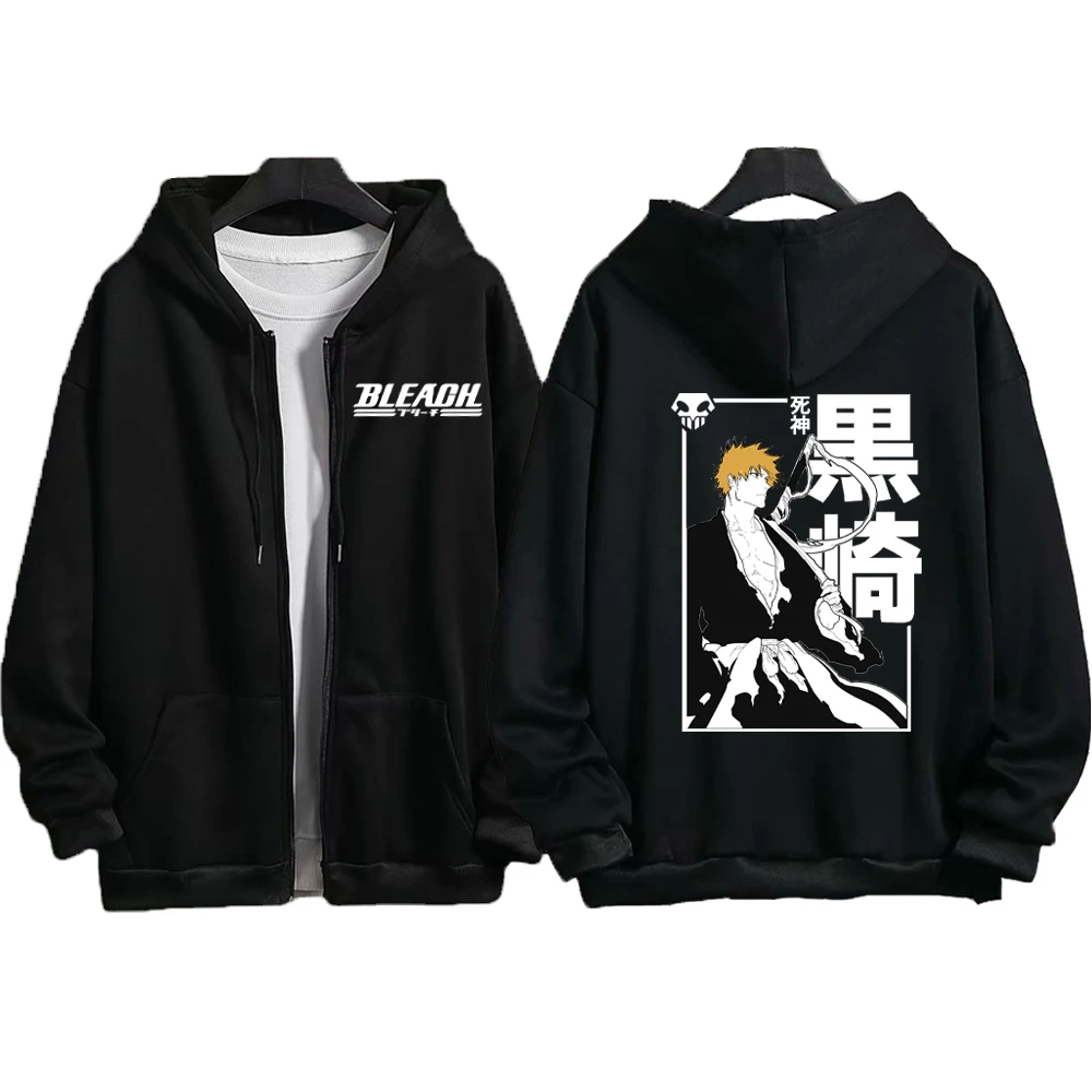 Anime Bleach Kurosaki Ichigo Graphic Print Hooded Men Women Zipper Hoodies Casual Loose Sweatshirt Harajuku Male Zip Up Jacket
Anime Bleach Kurosaki Ichigo Graphic Print Hooded Men Women Zipper Hoodies Casual Loose Sweatshirt Harajuku Male Zip Up Jacket