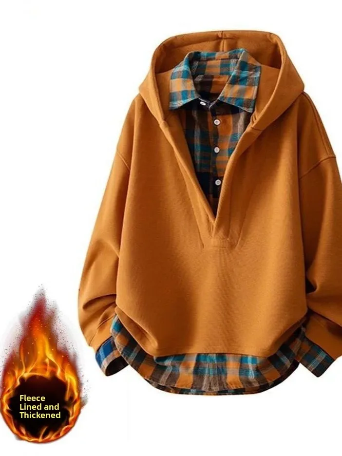 Thiened Fce Hoodie ex Autumn Winter Plaid Patchwork Sweatirt Stand Fit Polyester Fabric Warm Casual Daily Wear
Thiened Fce Hoodie ex Autumn Winter Plaid Patchwork Sweatirt Stand Fit Polyester Fabric Warm Casual Daily Wear