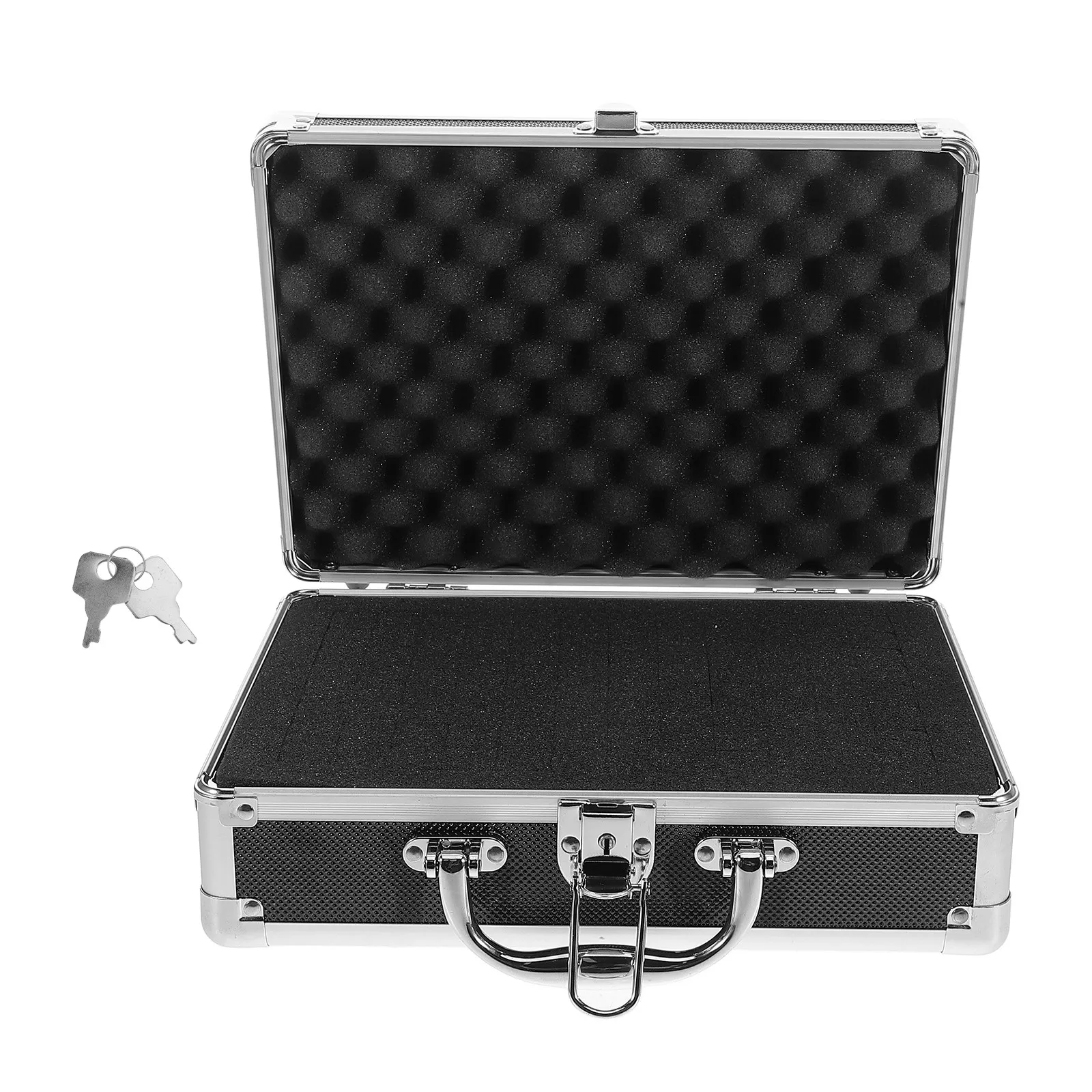 Metal Box Key Lock Aluminum Alloy Toolbox Portable Tool Storage Case Home Lockable Organizer Multi-Functional Tool Carrying Case