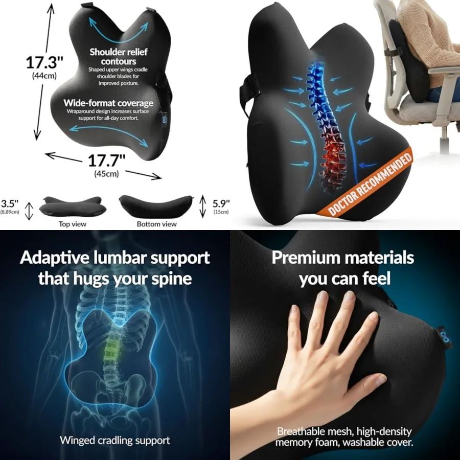 Lumbar Support Pillow for Office Chair - Memory Foam Back Cushion for Car Seat - Promotes Better Posture, Back Pain Relief - Id
Lumbar Support Pillow for Office Chair - Memory Foam Back Cushion for Car Seat - Promotes Better Posture, Back Pain Relief - Id