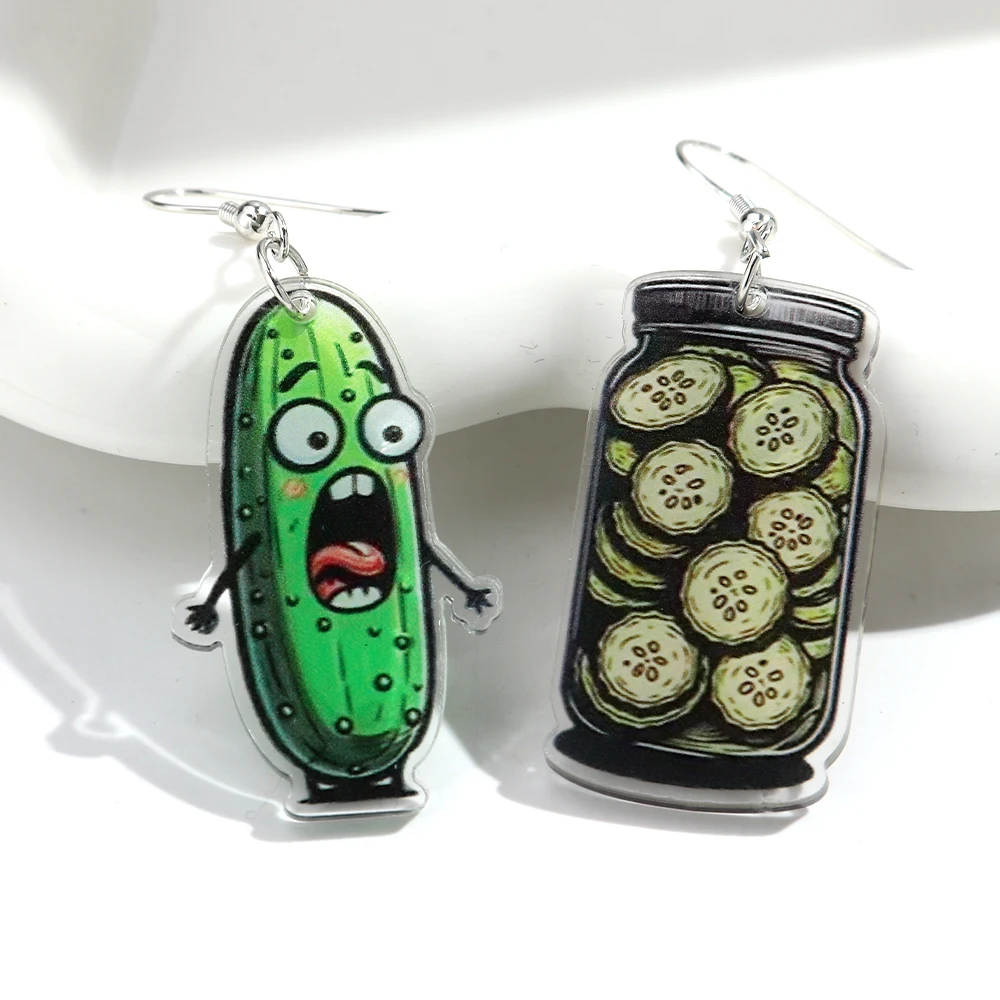 Cute Cartoon Cucumber Pickle 2D Acrylic Drop Earrings for Women Creative Unique Vegetable Asymmetric Earring Funny Jewelry Gift
Cute Cartoon Cucumber Pickle 2D Acrylic Drop Earrings for Women Creative Unique Vegetable Asymmetric Earring Funny Jewelry Gift