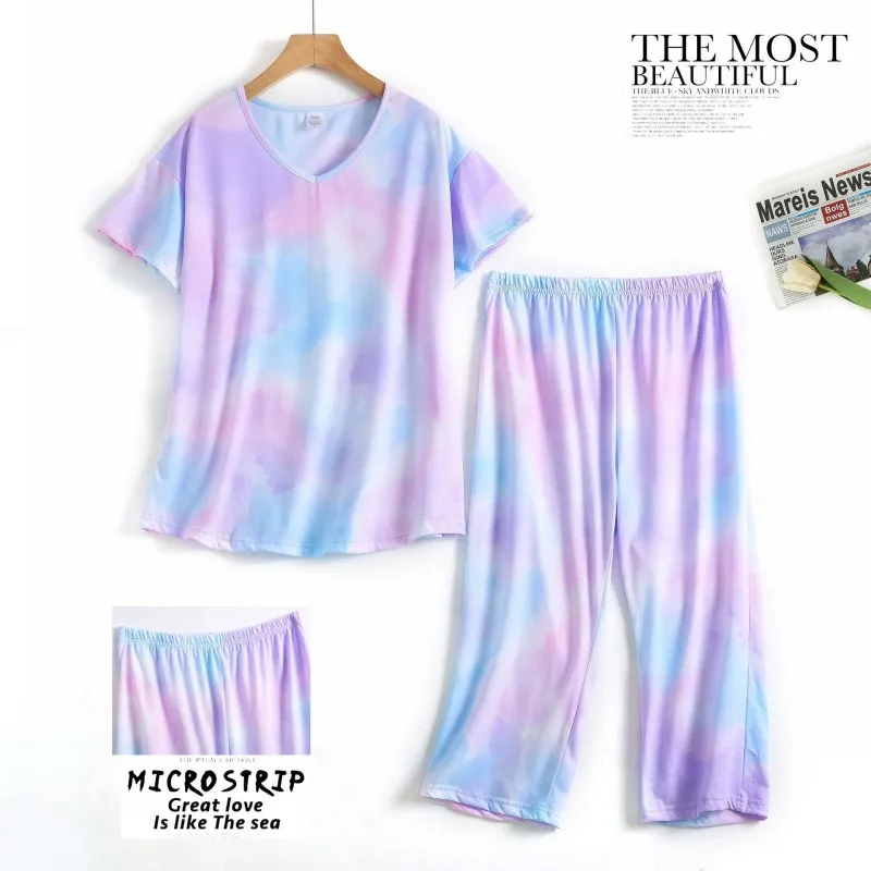 Summer Female Casual Fat Pajama sets Ladies Cotton Sleepwear Suit Women Large Size Short Sleeve Pijamas Oversize Home Clothes
Summer Female Casual Fat Pajama sets Ladies Cotton Sleepwear Suit Women Large Size Short Sleeve Pijamas Oversize Home Clothes