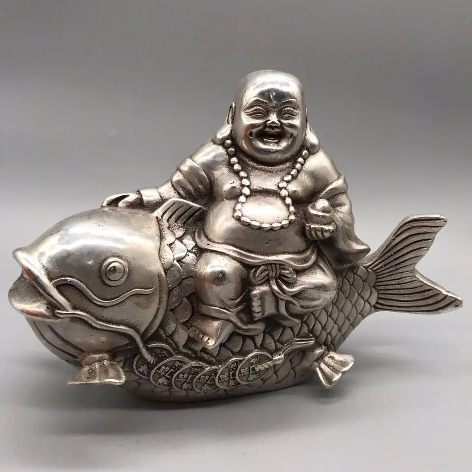 Copper Lucky riding a fish Maitreya Buddha Statue Buddhist fat Buddha Statue Office Home Decor Gift for Desk Ornament
Copper Lucky riding a fish Maitreya Buddha Statue Buddhist fat Buddha Statue Office Home Decor Gift for Desk Ornament