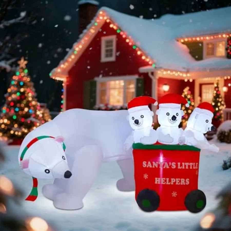 Outdoor Christmas inflatable polar bear with Santa hat, PVC material, white and red, weather-resistant for lawn, garden, yard,
Outdoor Christmas inflatable polar bear with Santa hat, PVC material, white and red, weather-resistant for lawn, garden, yard,
