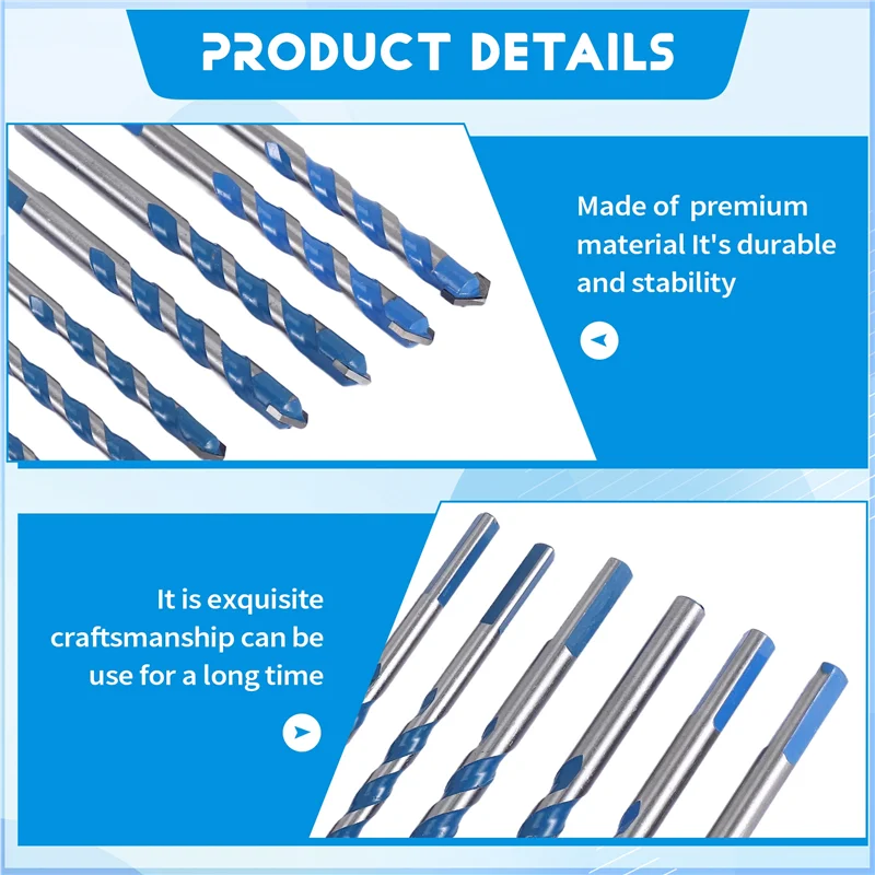 10Pcs Tungsten Carbide Masonry Drill Bit Set For Metal Steel Porcelain Tile Concrete Brick Plastic Wood (6 8 10 12Mm)-AA
10Pcs Tungsten Carbide Masonry Drill Bit Set For Metal Steel Porcelain Tile Concrete Brick Plastic Wood (6 8 10 12Mm)-AA