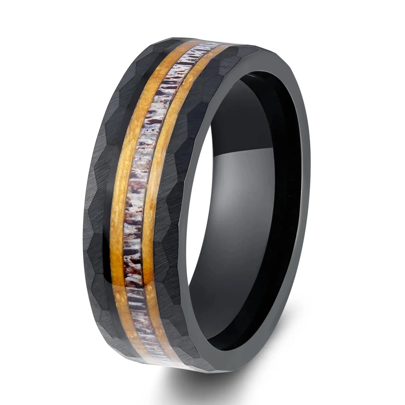Custom Gift for Man 8mm Width Black Tungsten Wedding Hammered Band Inlay Antler & Whiskey Wood Size 7-12 Comfort Fit Engraving
Custom Gift for Man 8mm Width Black Tungsten Wedding Hammered Band Inlay Antler & Whiskey Wood Size 7-12 Comfort Fit Engraving