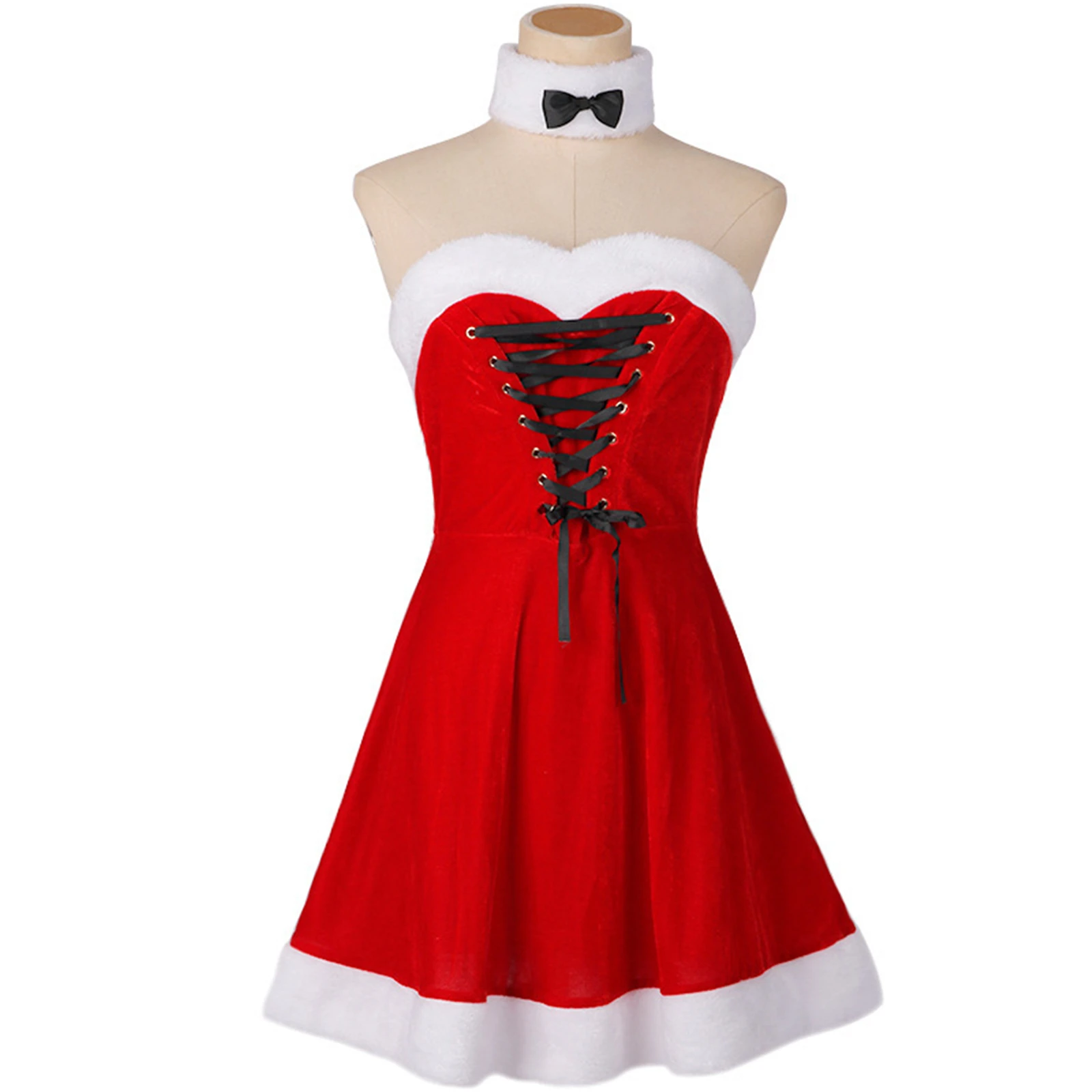 Red Christmas Cosplay Uniform Event Party Costume Adult Strapless Dress Formal Dress with Straps Bow Collar Decoration
Red Christmas Cosplay Uniform Event Party Costume Adult Strapless Dress Formal Dress with Straps Bow Collar Decoration