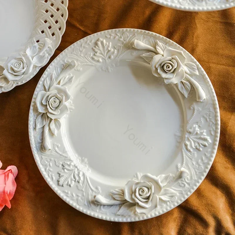 Creative Relief Exquisite Ceramic Plate Afternoon Tea Dessert Fruits High Footed Plate French Style Party Unique Dining Plates
Creative Relief Exquisite Ceramic Plate Afternoon Tea Dessert Fruits High Footed Plate French Style Party Unique Dining Plates