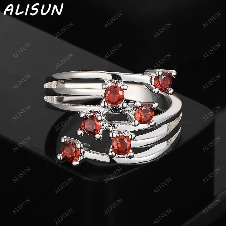 ALISUN стерлингового серебра 925 пробы, размер 7-10, кольцо с красными цирконами для женщин, модные украшения, винтажное очарование Грейс, благородные подарки на день рождения для вечеринки 
ALISUN стерлингового серебра 925 пробы, размер 7-10, кольцо с красными цирконами для женщин, модные украшения, винтажное очарование Грейс, благородные подарки на день рождения для вечеринки