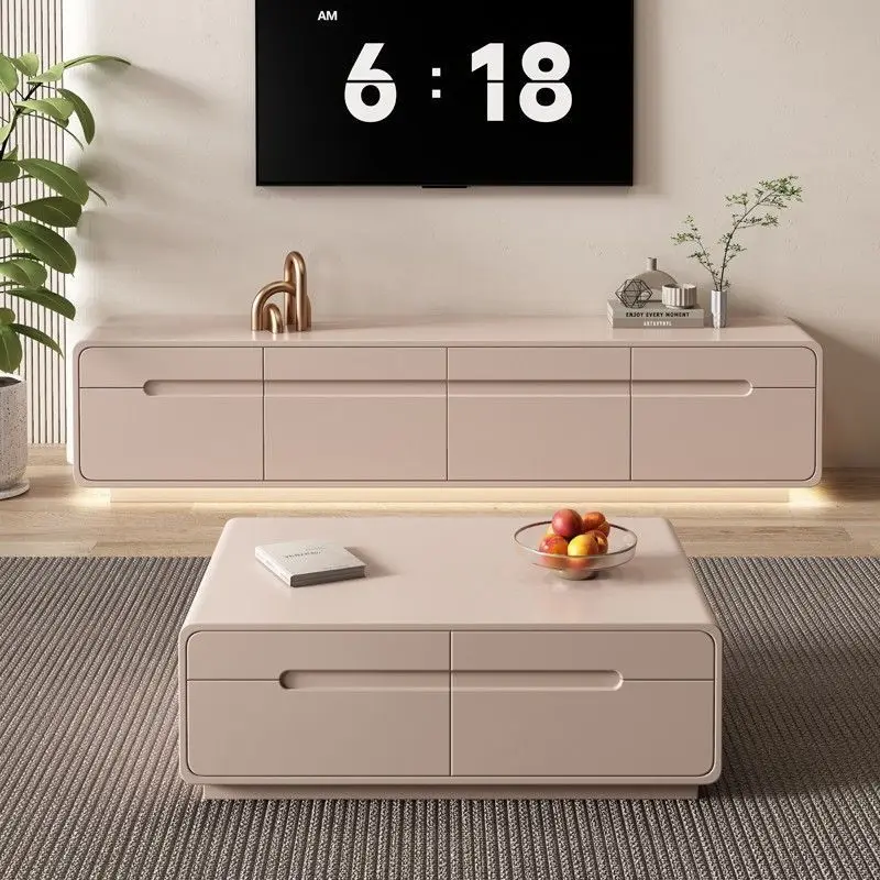 Solid Wood TV Cabinet Floor Coffee Table Combination Modern Simple Luxury Small Apartment Living Room Rock Slab Cream Wind
Solid Wood TV Cabinet Floor Coffee Table Combination Modern Simple Luxury Small Apartment Living Room Rock Slab Cream Wind
