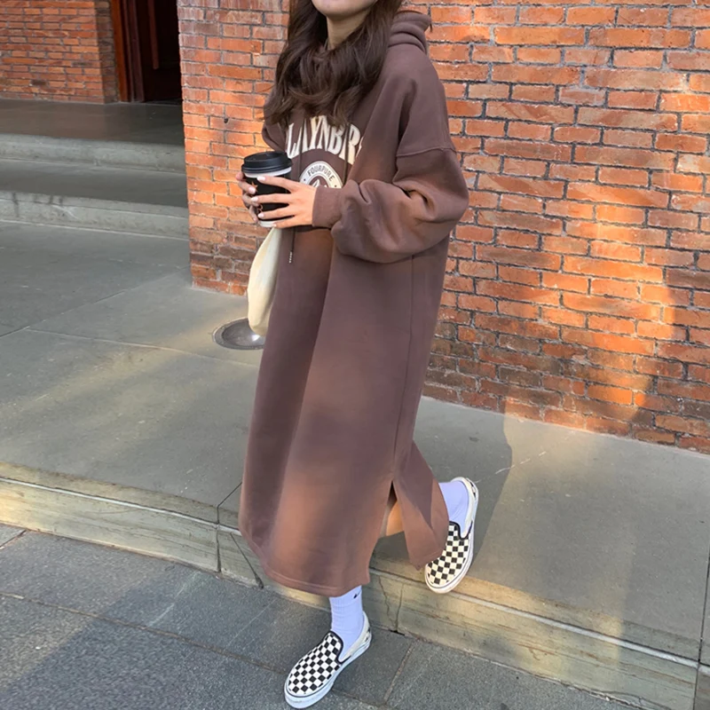 plus Size Hooded Thickened Fleece Long Dress for Women Autumn Winter Loose Fit Korean Style 300 Pounds Capacity Sweatshirt Dress
plus Size Hooded Thickened Fleece Long Dress for Women Autumn Winter Loose Fit Korean Style 300 Pounds Capacity Sweatshirt Dress