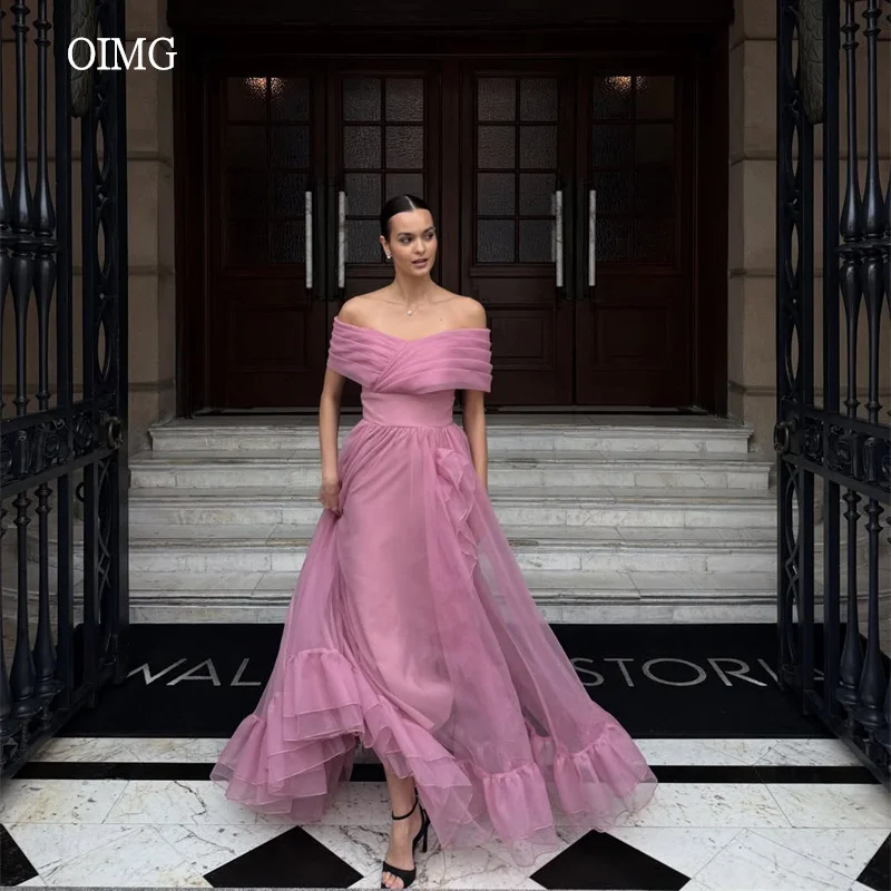 OIMG Blush Pink Off The Shoulder A Line Prom Gowns Organza Tiered Ruffled Party Gown Flowy Floor Length Evening Dress Customized
OIMG Blush Pink Off The Shoulder A Line Prom Gowns Organza Tiered Ruffled Party Gown Flowy Floor Length Evening Dress Customized
