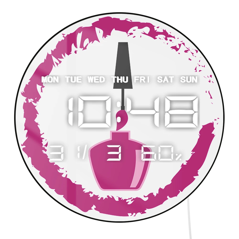 Nail Salon Manicure Pedicure LED Digital Wall Clock with Calendar Temperature Auto Dimming 12/24H Format Electronic Wall Clock
Nail Salon Manicure Pedicure LED Digital Wall Clock with Calendar Temperature Auto Dimming 12/24H Format Electronic Wall Clock