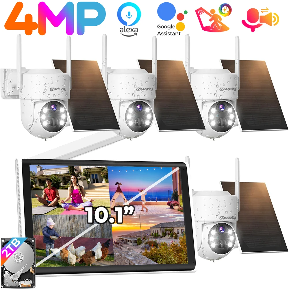 2K 4MP Solar Security Camera System Wireless 4Pcs Battery IP PTZ Camera Set 8CH NVR Suit Outdoor WiFi Surveillance Camera Kit
2K 4MP Solar Security Camera System Wireless 4Pcs Battery IP PTZ Camera Set 8CH NVR Suit Outdoor WiFi Surveillance Camera Kit