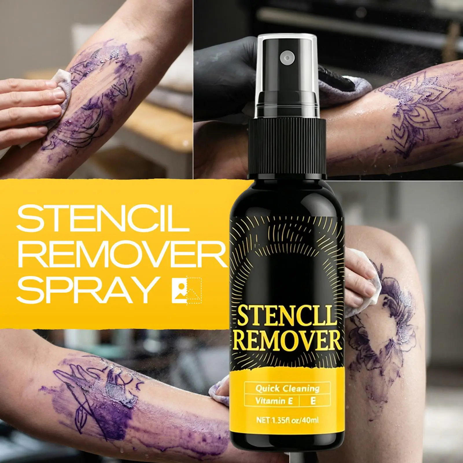 Stencil Removal Spray Portable Safe Lightweight 40ml Ink Cleansing Mist for Men and Women Home Body Art Studio Dormitory Travel
Stencil Removal Spray Portable Safe Lightweight 40ml Ink Cleansing Mist for Men and Women Home Body Art Studio Dormitory Travel