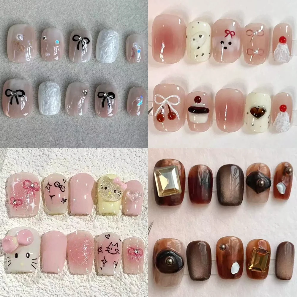 Kawaii Cartoon Handmade Press On Fake Nails Sanrio Hello Kitty Diamond Bowknot Pearl Coffin Almond Wearable Nails Party Stickers
Kawaii Cartoon Handmade Press On Fake Nails Sanrio Hello Kitty Diamond Bowknot Pearl Coffin Almond Wearable Nails Party Stickers