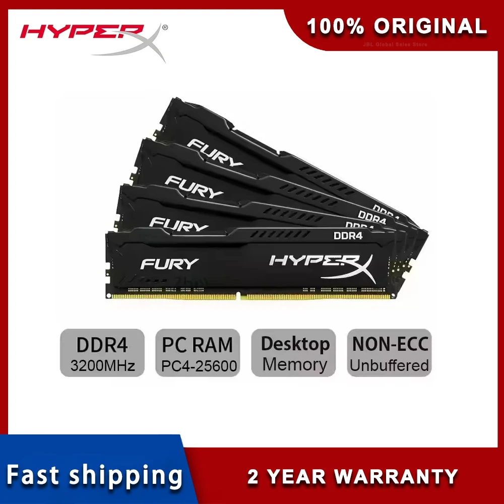 Original HyperX FURY DDR4 PC4-21300 25600 19200 RAM Desktop Memory DIMM 4GB 8GB 16GB 32GB 2133MHz 2400MHz 2666MHz 3200MHz Stock
Original HyperX FURY DDR4 PC4-21300 25600 19200 RAM Desktop Memory DIMM 4GB 8GB 16GB 32GB 2133MHz 2400MHz 2666MHz 3200MHz Stock