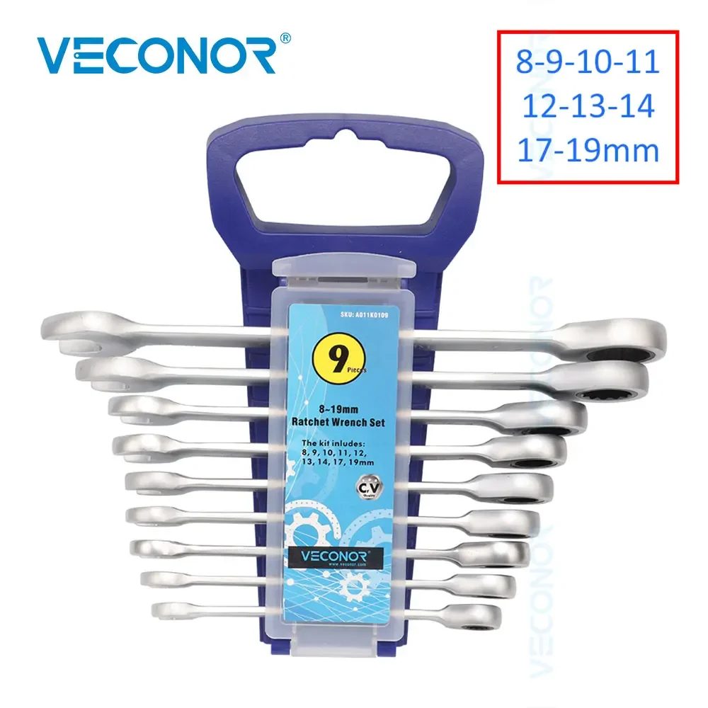 9Pcs Ratchet Key Wrench Tools Set 8- 19mm Dull Polish 72T Ratcheting Fixed Head Universal Spanner Hand Tool
9Pcs Ratchet Key Wrench Tools Set 8- 19mm Dull Polish 72T Ratcheting Fixed Head Universal Spanner Hand Tool