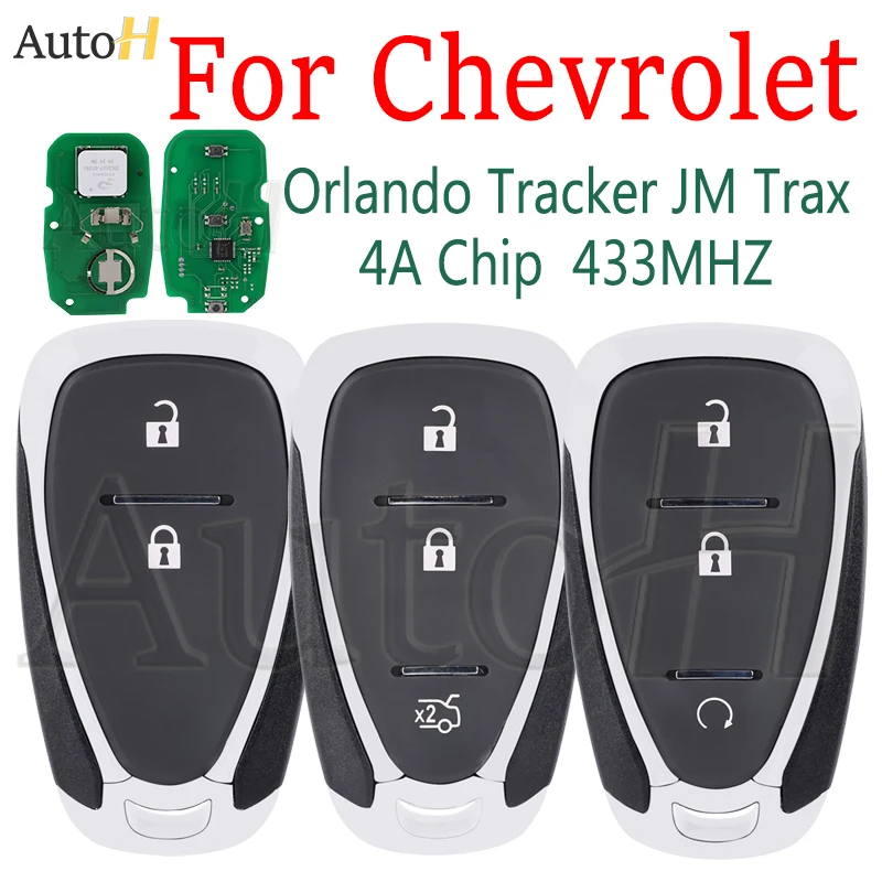 Car Remote Key 433MHz for Chevrolet JM Trax Tracker Orlando Keyless Go 4A Chip 2/3 Buttons CR2032 Auto Smart Control Key Car key
Car Remote Key 433MHz for Chevrolet JM Trax Tracker Orlando Keyless Go 4A Chip 2/3 Buttons CR2032 Auto Smart Control Key Car key