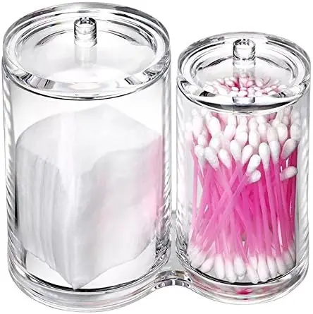 Clear Acrylic Cotton Swab Holder, 2-Compartment Round Container for Q-tips, Makeup Pads, and More
Clear Acrylic Cotton Swab Holder, 2-Compartment Round Container for Q-tips, Makeup Pads, and More
