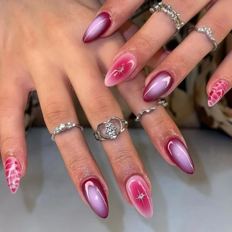 Crocodile Print Stars Nail Art Y2K Pink Purple Halo Dyeing Fashion False Nails Detachable Finished Fake Nails Press on Nails
Crocodile Print Stars Nail Art Y2K Pink Purple Halo Dyeing Fashion False Nails Detachable Finished Fake Nails Press on Nails