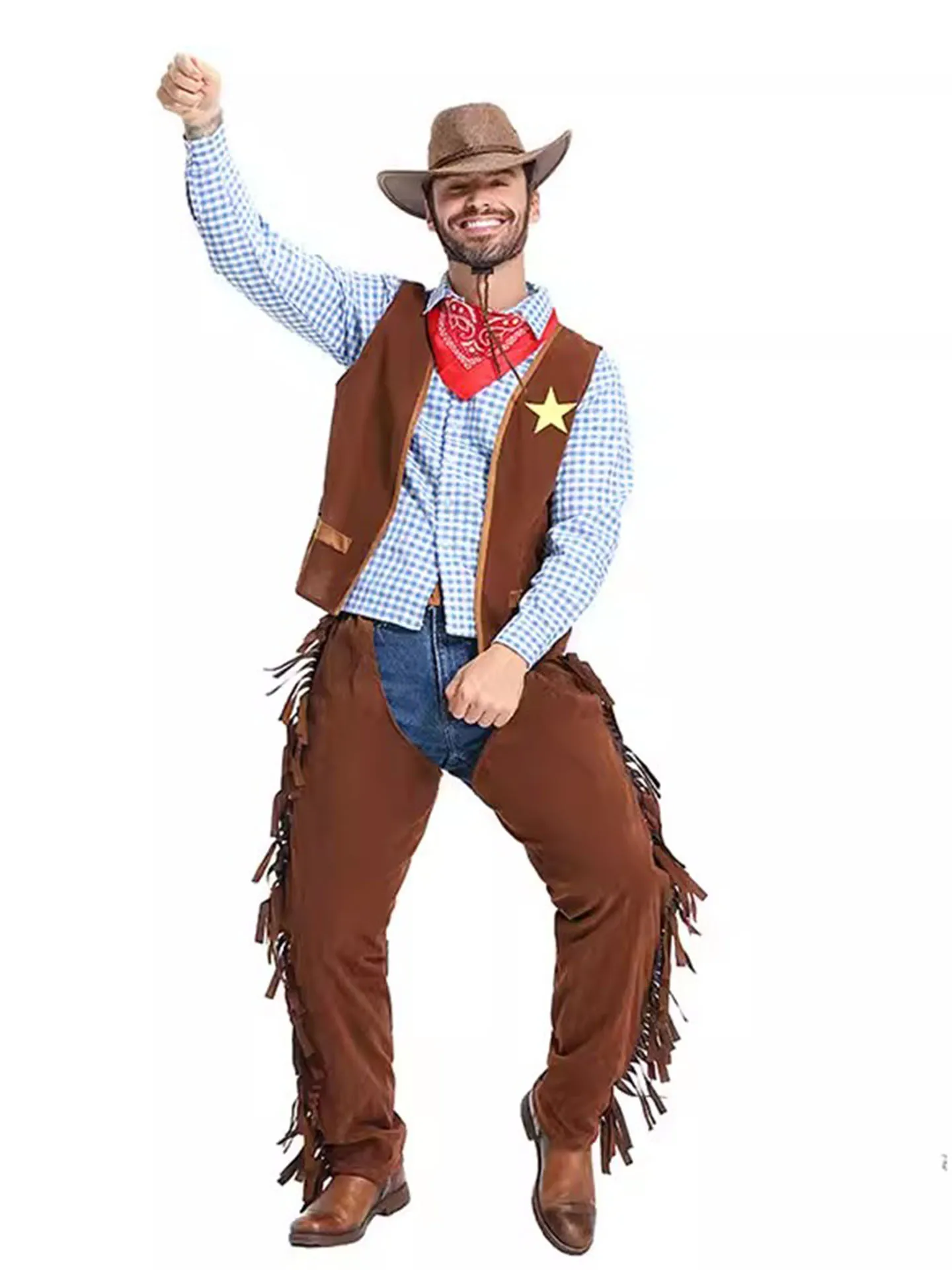 Adult Western Texas Cowboy Outfit Halloween Costume Pioneer Performance Suit for Exhibitions Parties Polyester Material
Adult Western Texas Cowboy Outfit Halloween Costume Pioneer Performance Suit for Exhibitions Parties Polyester Material