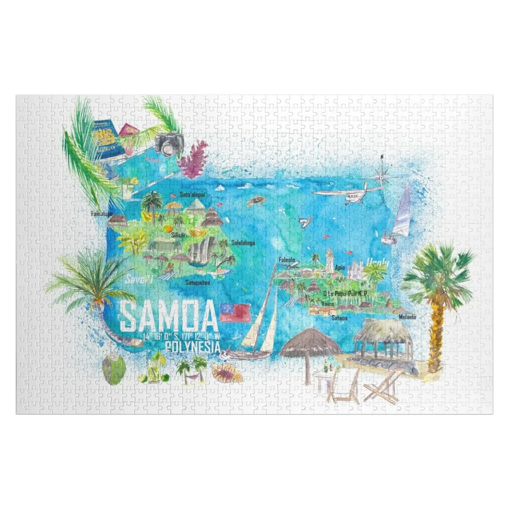 Samoa Illustrated Island Travel Map with Roads and Highlights Jigsaw Puzzle Customs With Photo Customized Photo Puzzle
Samoa Illustrated Island Travel Map with Roads and Highlights Jigsaw Puzzle Customs With Photo Customized Photo Puzzle