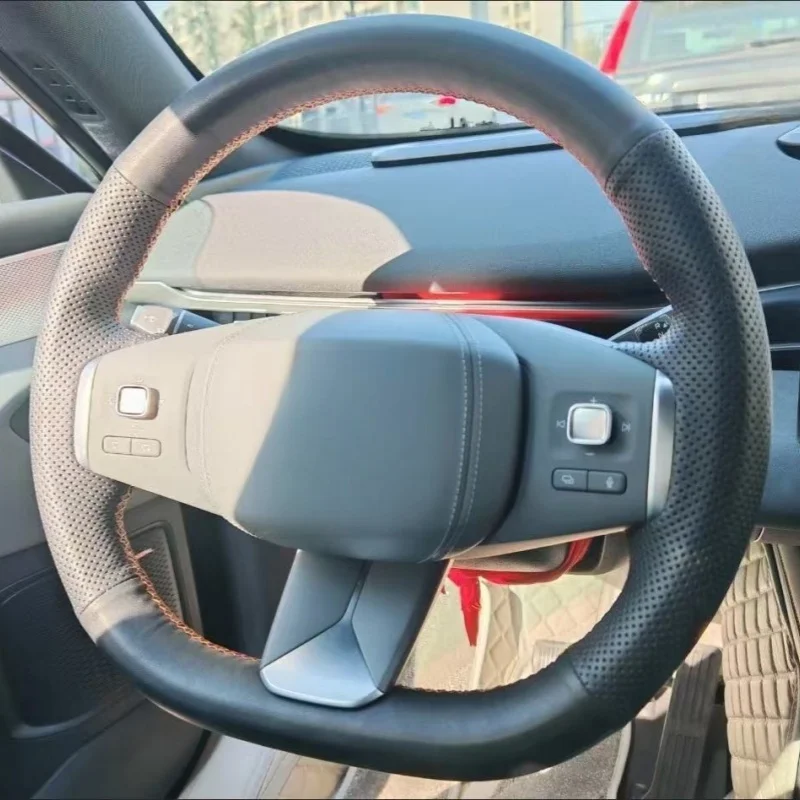 Custom Hand-stitched Black Comfy Breathable Genuine Leather Breathab Car Steering Wheel Cover For Deepal S07 L07 SL03 2024
Custom Hand-stitched Black Comfy Breathable Genuine Leather Breathab Car Steering Wheel Cover For Deepal S07 L07 SL03 2024