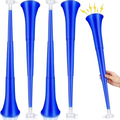 4-Pack 24-Inch Collapsible Stadium Horn Vuvuzela Plastic Trumpet Noisemakers for Sports Events Football Games And Party Favors