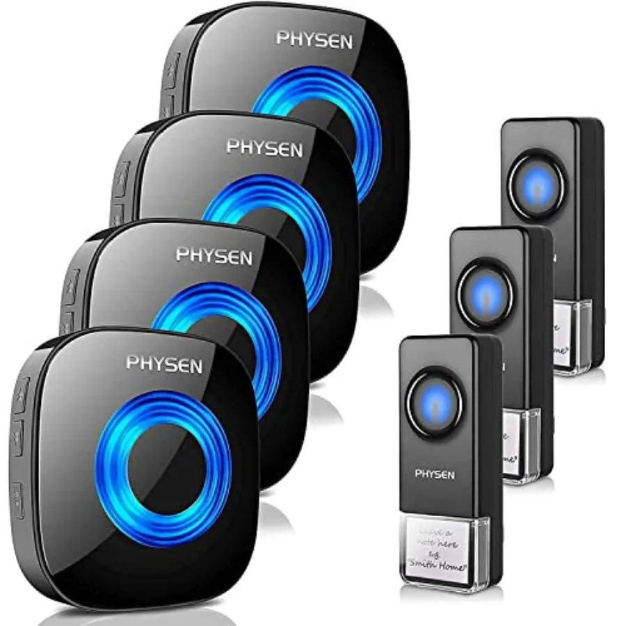 Wireless Doorbell PHYSEN Door bell Chimes with Mute Mode, 58 Ringtonesand5 Volume Levels, Operating at 1300-ft Range, LED Strob
Wireless Doorbell PHYSEN Door bell Chimes with Mute Mode, 58 Ringtonesand5 Volume Levels, Operating at 1300-ft Range, LED Strob