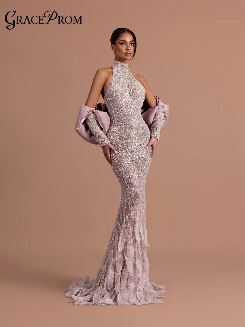 Luxury Beaded Evening Gown High Neck Party Dress For Wedding Guests فساتين سهرة Sequined Formal Dress Hem Detachable Sleeves
Luxury Beaded Evening Gown High Neck Party Dress For Wedding Guests فساتين سهرة Sequined Formal Dress Hem Detachable Sleeves