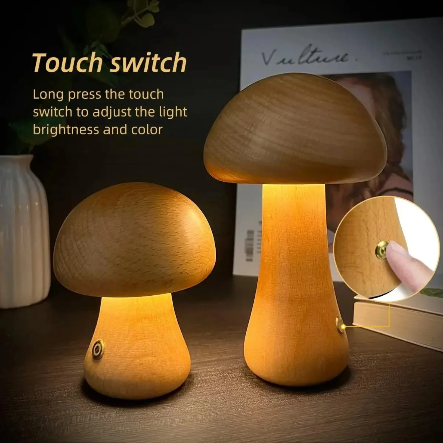 Night Light With Touch Switch Wooden Cute Mushroom Bedside Table Lamp Bedroom Childrens Room Sleeping Night Lamps
Night Light With Touch Switch Wooden Cute Mushroom Bedside Table Lamp Bedroom Childrens Room Sleeping Night Lamps