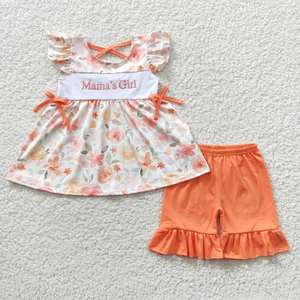 GSSO0235 Embroidery Mama's girl Orange Girl's Shorts Set
GSSO0235 Embroidery Mama's girl Orange Girl's Shorts Set