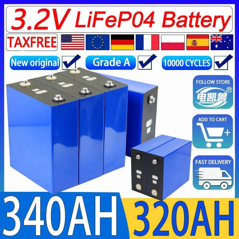 Grade A 3.2v 320ah 340ah Lifep04 rechargeable battery 10000 cycles DIY12V 24V 48V RV EV Boat Golf solar energy camping duty-free
Grade A 3.2v 320ah 340ah Lifep04 rechargeable battery 10000 cycles DIY12V 24V 48V RV EV Boat Golf solar energy camping duty-free