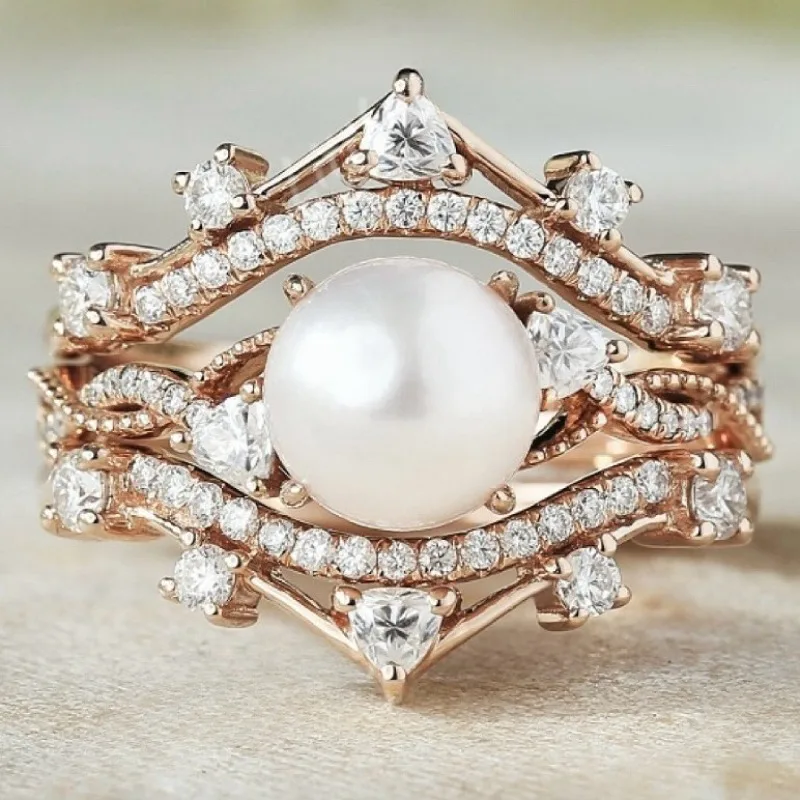 Luxury Women Rings Gold Color Round White Imitation Pearl Stone Rings Set Party Accessories Gift
Luxury Women Rings Gold Color Round White Imitation Pearl Stone Rings Set Party Accessories Gift