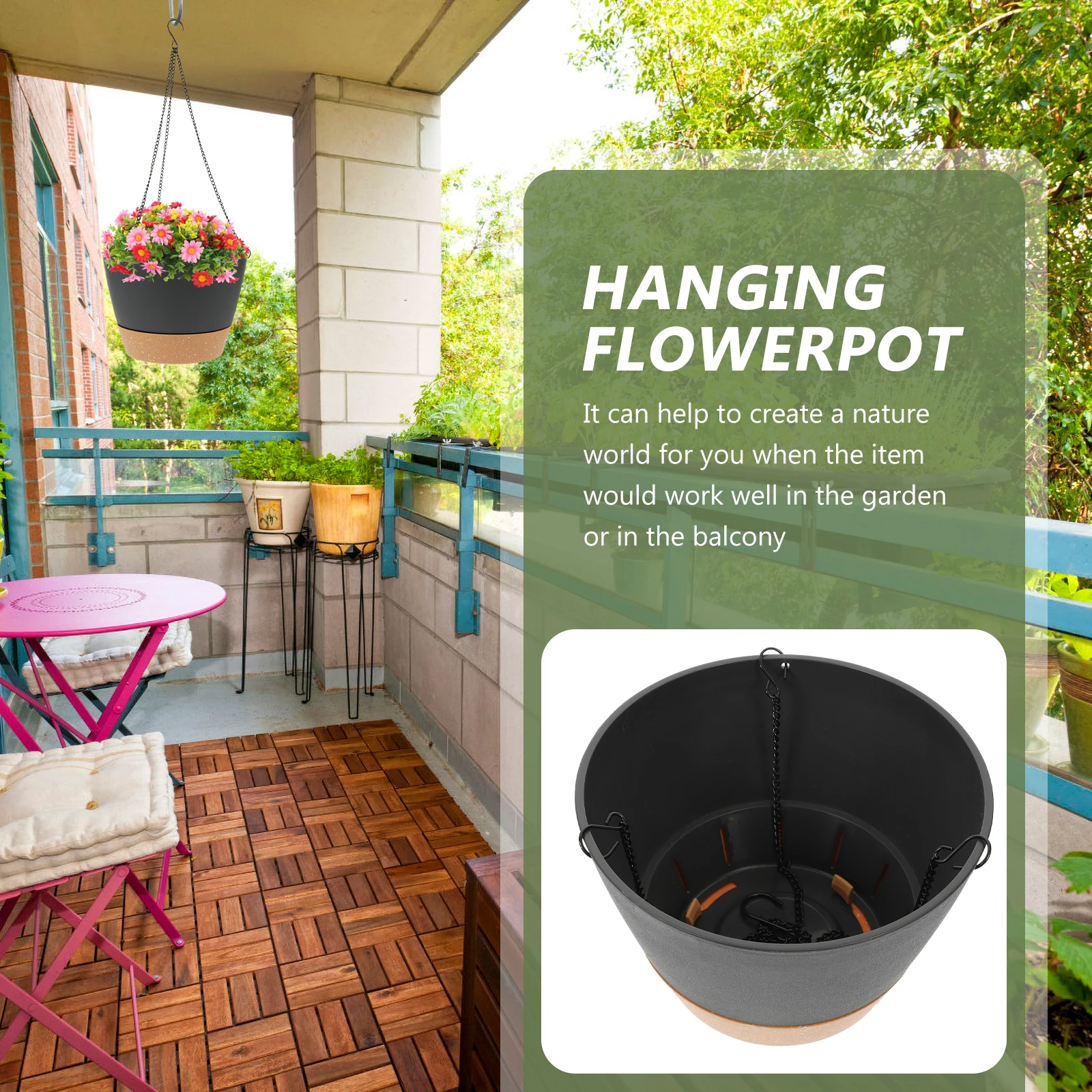 Hanging Flower Pot Balcony Plant Container Black Holder Suitable Herbs Ferns Succulents Outdoor Weather Simple Display
Hanging Flower Pot Balcony Plant Container Black Holder Suitable Herbs Ferns Succulents Outdoor Weather Simple Display