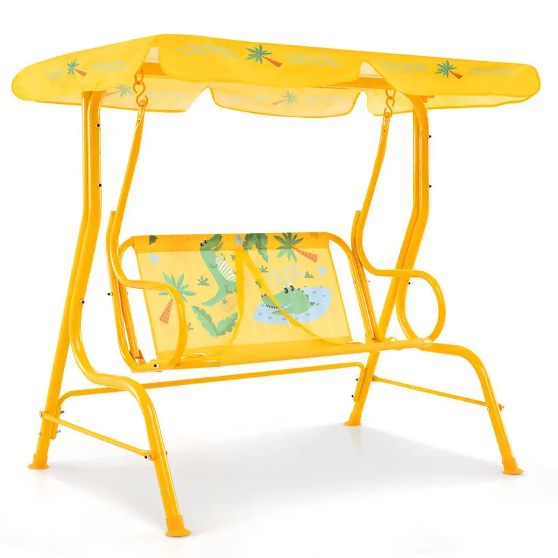 2-Seater Kids Patio Swing with Metal Stand and Adjustable Canopy-Yellow
2-Seater Kids Patio Swing with Metal Stand and Adjustable Canopy-Yellow