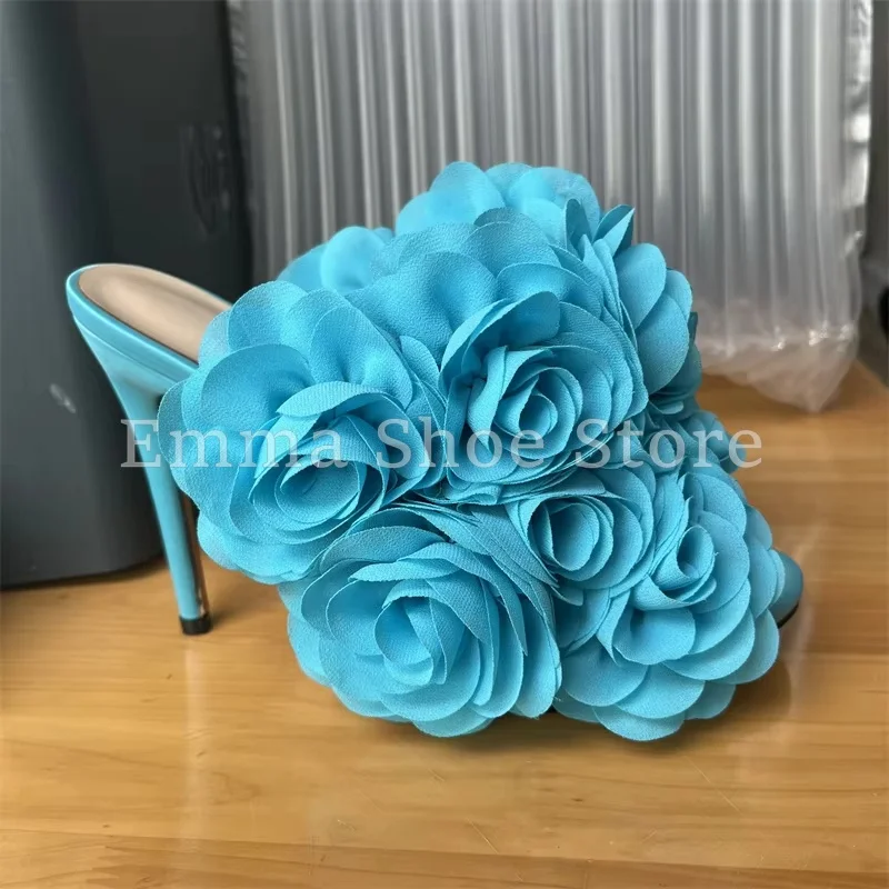 Sweet Blue Floral High Heel Slippers Handmade Fabric Flowers Stiletto Sandals Women's Open Toe Elegant Party Evening Dress Shoes
Sweet Blue Floral High Heel Slippers Handmade Fabric Flowers Stiletto Sandals Women's Open Toe Elegant Party Evening Dress Shoes