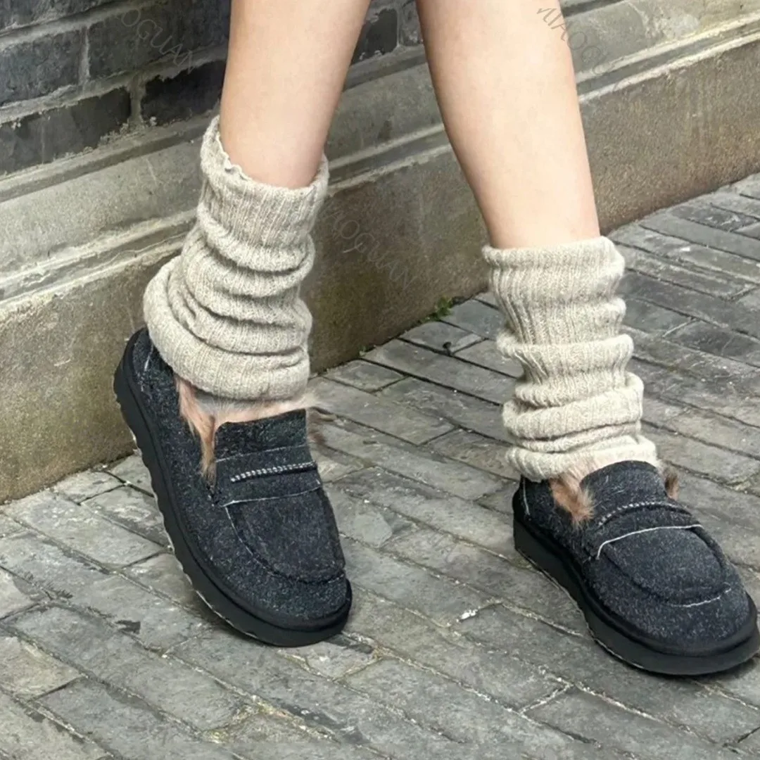 Winter Warm Women's Vintage Plush Thick Platform Loafers Fashion Casual Round Toe Comfort No Slip Shoes Outdoor Female Footwears
Winter Warm Women's Vintage Plush Thick Platform Loafers Fashion Casual Round Toe Comfort No Slip Shoes Outdoor Female Footwears