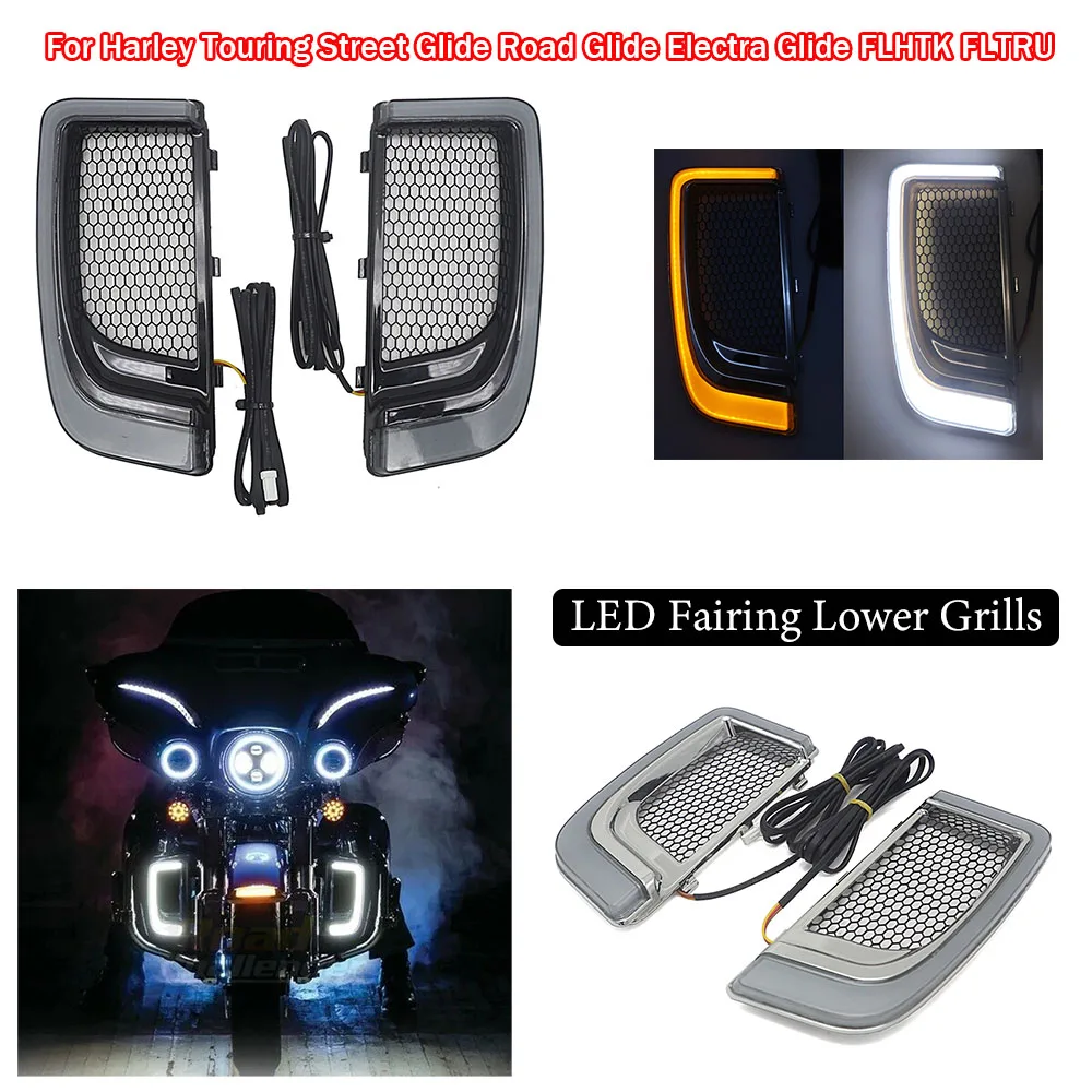Motorcycle LED Fairing Lower Grills Turn Signals Light For Harley Touring Street Glide Road Glide Electra Glide FLHTK FLTRU
Motorcycle LED Fairing Lower Grills Turn Signals Light For Harley Touring Street Glide Road Glide Electra Glide FLHTK FLTRU