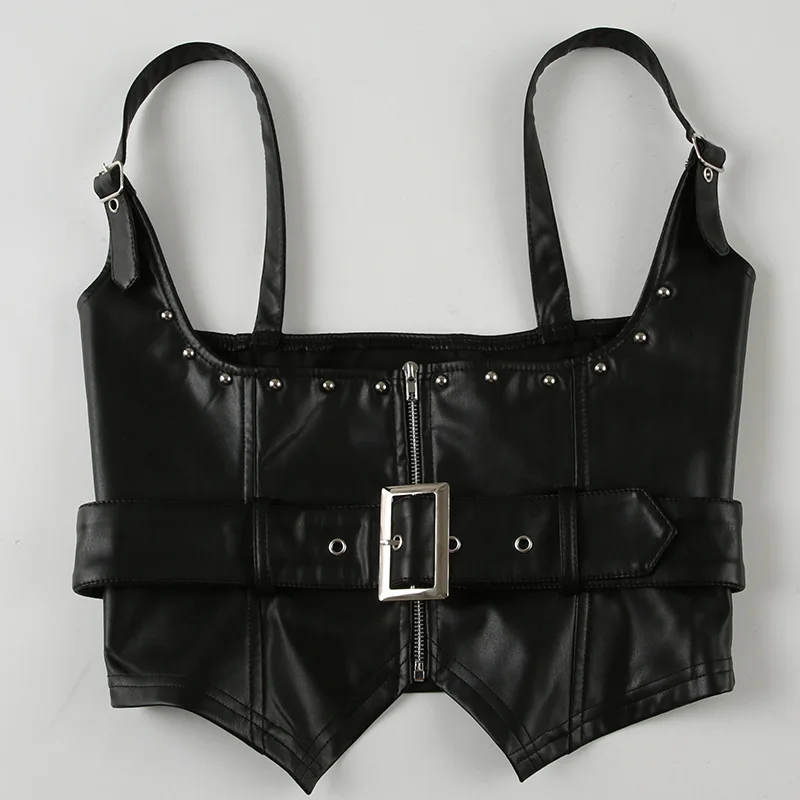 Street Style Pu Leather Irregular Waist Seal Personalized Women's Punk Rivet Vest Y2k Crop Top
Street Style Pu Leather Irregular Waist Seal Personalized Women's Punk Rivet Vest Y2k Crop Top