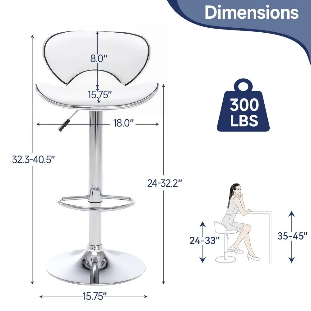 Stools Set of 2, Adjustable Swivel Barstools for Kitchen Counter, Modern PU Leather Counter Height Bar Chair with Back and Foot
Stools Set of 2, Adjustable Swivel Barstools for Kitchen Counter, Modern PU Leather Counter Height Bar Chair with Back and Foot