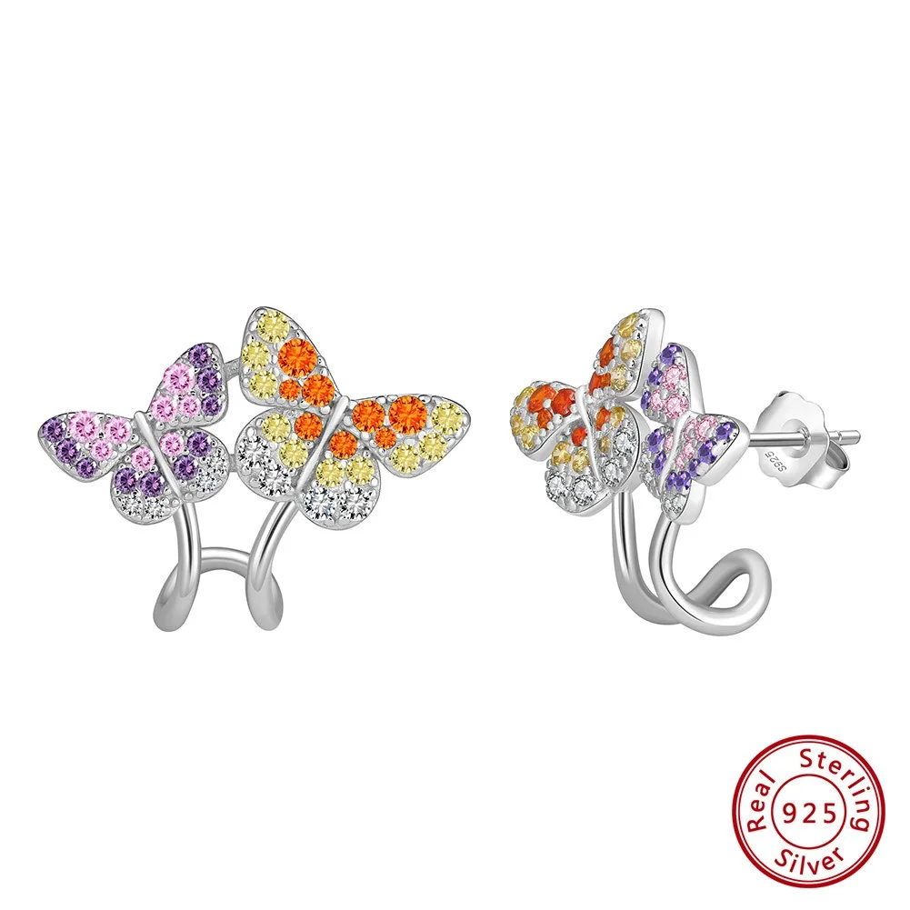 925 Sterling Silver Stud Earring Luxury Double Butterfly with Colorful 4A Zircon Earrings for Women Jewelry
925 Sterling Silver Stud Earring Luxury Double Butterfly with Colorful 4A Zircon Earrings for Women Jewelry